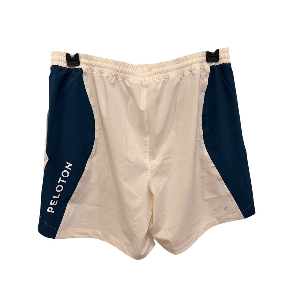 Peloton Men's Athletic Shorts White Navy Logo Gym‎ Workout Running Size L